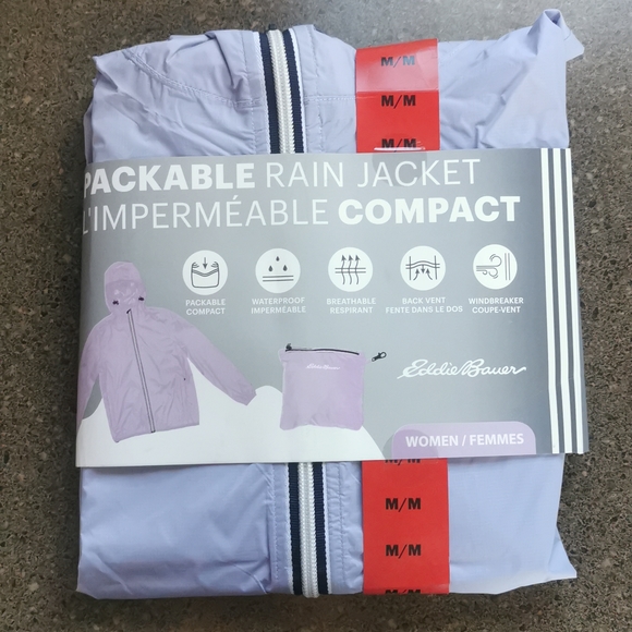 Eddie Bauer medium Packable Rain Jacket Women's nwt lilac windbreaker purple new - Picture 1 of 6